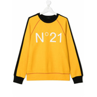 Nº21 Kids logo colour-block sweatshirt - Amarelo