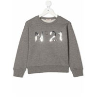 Nº21 Kids metallic logo-print sweatshirt - Cinza