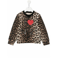 Nº21 Kids Moletom com logo e estampa de leopardo - Marrom