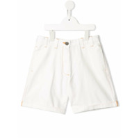 Nº21 Kids Short com costura contrastante e logo - Branco