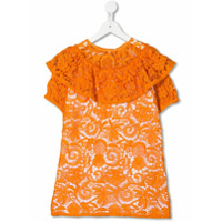 Nº21 Kids Vestido com renda e babados - Laranja