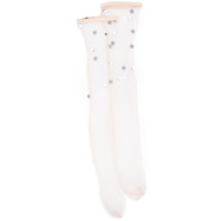 Nº21 Par de meias com aplicação de tela - Neutro