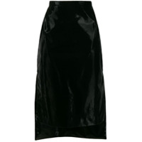 Nº21 Saia jeans com detalhe de fendas - Preto