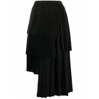 Nº21 Saia midi assimétrica com pregas - Preto