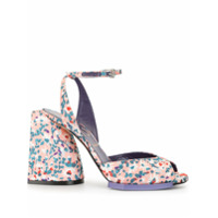 Nº21 Sandália com salto bloco e estampa de margarida - Rosa