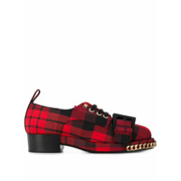 Nº21 Sapato xadrez de couro com cadarço - Vermelho
