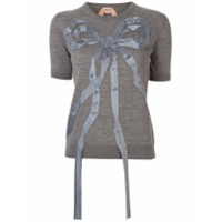 Nº21 Suéter mangas curtas com detalhe de laço - Cinza