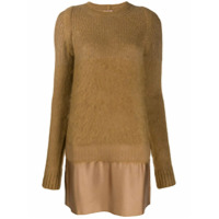 Nº21 Vestido de tricô com recortes - Marrom