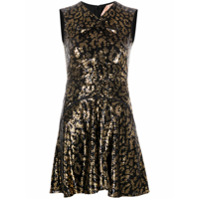 Nº21 Vestido evasê com estampa de leopardo - Dourado