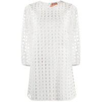Nº21 Vestido reto com design perfurado - Branco