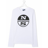 North Sails Kids Camiseta mangas longas com estampa de logo - Branco