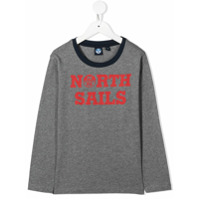 North Sails Kids Camiseta mangas longas com estampa de logo - Cinza