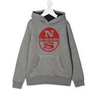 North Sails Kids Moletom com capuz e estampa de logo - Cinza