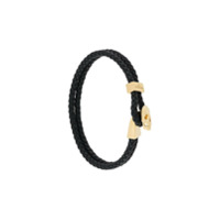 Northskull Pulseira de couro e banho de ouro 18kt - Preto