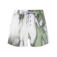 Nos Beachwear Short de natação com cordão de ajuste na cintura e estampa tie-dye - Verde