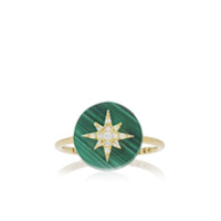 Noush Anel Co-exist North Star com malaquita e diamante de ouro 14k - Dourado
