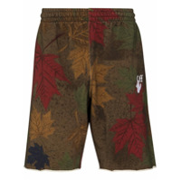 Off-White Bermuda de algodão com estampa de folhas - Marrom