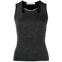 Off-White Blusa de tricô com trama metálica - Preto