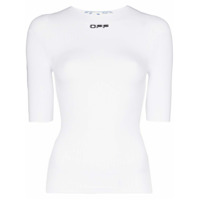 Off-White Blusa mangas curtas sem costura - Branco