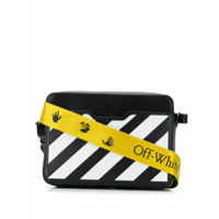 Off-White Bolsa estruturada com listras diagonais pequena - Preto