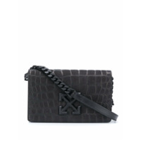 Off-White Bolsa transversal com efeito de pele de crocodilo e aplicação de logo Off White - Preto