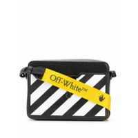 Off-White Bolsa transversal com listras diagonais - Preto