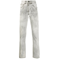 Off-White Calça jeans com estampa de logo e lavagem estonada - Cinza