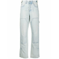 Off-White Calça jeans reta com detalhe de patch - Azul