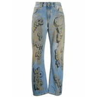 Off-White Calça jeans reta com estampa de grafite - Azul