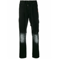 Off-White Calça jeans slim com barra assimétrica - Preto