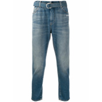 Off-White Calça jeans slim com cinto - Azul