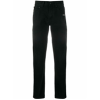 Off-White Calça jeans slim com listras diagonais - Preto