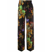 Off-White Calça pantalona Arrows com estampa de folhas - Preto
