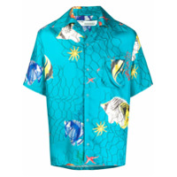 Off-White Camisa com estampa de peixe - Azul