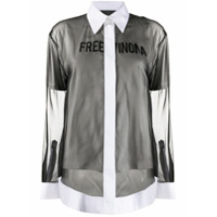 Off-White Camisa com sobreposição e estampa de slogan - Preto