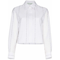 Off-White Camisa cropped de algodão com listra de logo - Branco