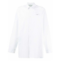 Off-White Camisa oversized listrada com bordado floral - Branco
