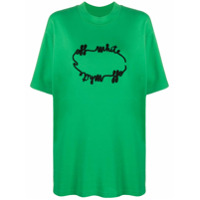 Off-White Camiseta de algodão com logo - Verde
