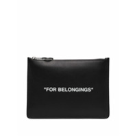 Off-White Carteira preta de couro com estampa de logo - Preto