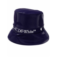 Off-White Chapéu bucket com estampa de logo e acabamento de brilho - Azul