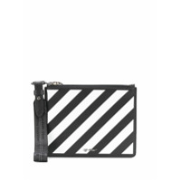 Off-White Clutch com listras diagonais - Preto