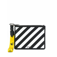 Off-White Clutch com listras diagonais - Preto