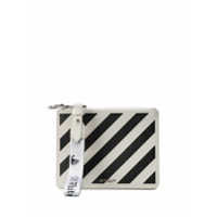 Off-White Clutch de couro com listras diagonais - Branco