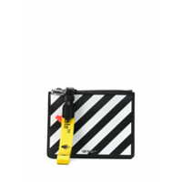 Off-White Clutch de couro com listras diagonais - Preto