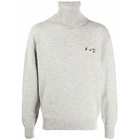 Off-White embroidered logo roll neck jumper - Cinza
