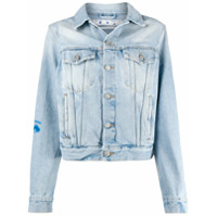 Off-White Jaqueta jeans com estampa de rosto - Azul
