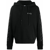 Off-White Moletom com capuz e estampa diagonal - Preto