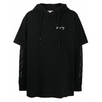 Off-White Moletom com estampa de logo e listras diagonais - Preto