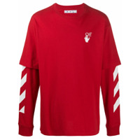 Off-White Moletom com listras diagonais - Vermelho