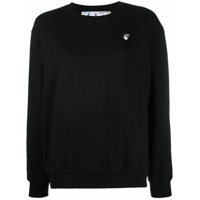 Off-White Moletom com logo e bordado floral - Preto